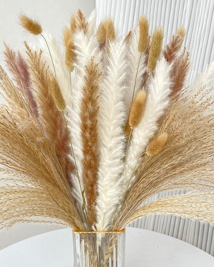 Chic 60-Piece Dried Pampas Grass Stems for Stylish Home and Wedding Arrangements