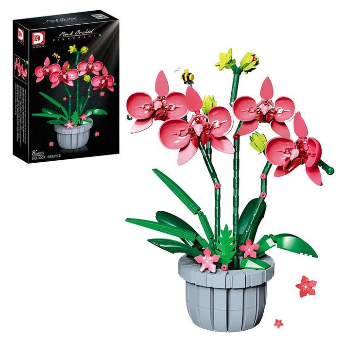 Blue Phalaenopsis Potted Plants DIY Building Kit for Elegant Home Decor