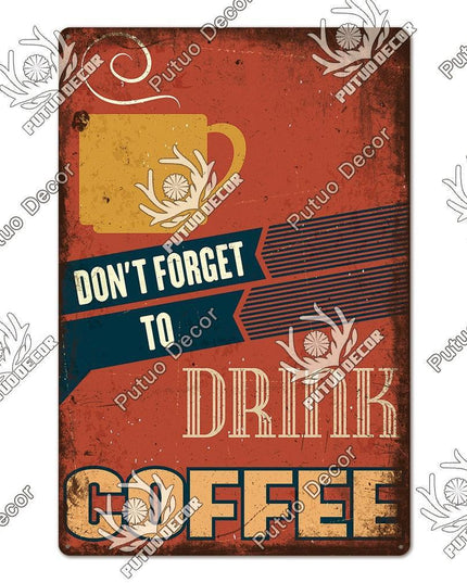 Retro Coffee Metal Sign - Chic Wall Decor for Kitchen, Cafe, or Bar