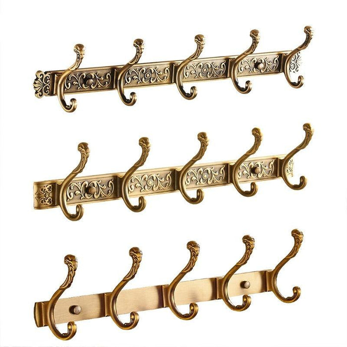 Opulent Botanical Antique Brass Towel Rack