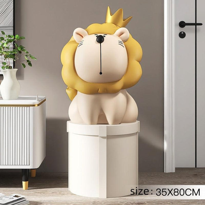 Lion Decorative Floor Piece with Cartoon Animal Storage Rack