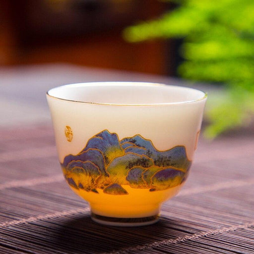 Auspicious Crane Mutton Fat Jade Tea Cup - Exquisite Tea Ceremony Drinkware Gift - Très Elite