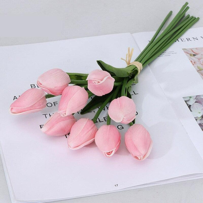 Opulent 10-Piece Real Touch Tulip Artificial Flower Bouquet | Elegant Sophistication