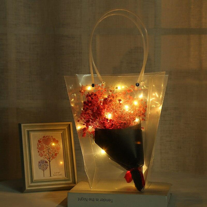 Enchanting Gypsophila Dried Bouquet with Chic Handbag Presentation