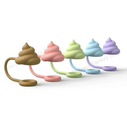 Whimsical Poop-Themed Silicone Straw Caps for Stanley Tumblers - Fun Drink Shields