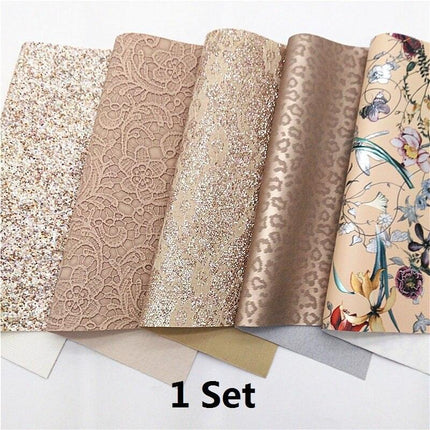 Leopard Print Glitter Lace Faux Leather Craft Sheets - Ultimate DIY Creations Kit