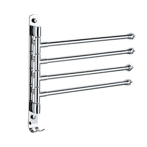 DOOKOLE Contemporary Stainless Steel Swivel Towel Rack with Hook for Enhanced Bathroom Organization