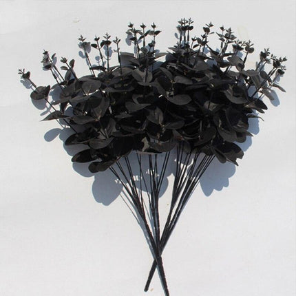 Stylish Eucalyptus Leaf Silk Floral Stems - Chic Black and White Home Accent