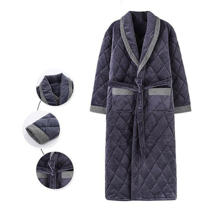 Plush Comfort Plus Size Men's Cotton Flannel Bathrobe for Winter Relaxation