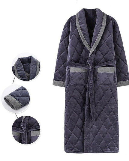 Plush Comfort Plus Size Men's Cotton Flannel Bathrobe for Winter Relaxation