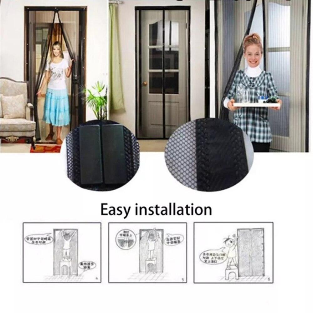 Punch-free Strong Magnetic Door Curtain Anti Bug Insect Fly Mosquito Net Side Open Style Automatic Closing Invisible Mesh Gauze-0-Très Elite-Black-80 x 210cm-Très Elite