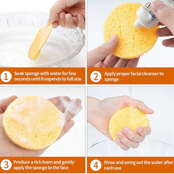 Natural Cellulose Cleansing Sponges - Pack of 100 Compressed Sponge Sheets