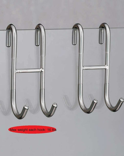 Chic Stainless Steel Shower Glass Door Hooks with Soft Silicone Grips - Pack of 2