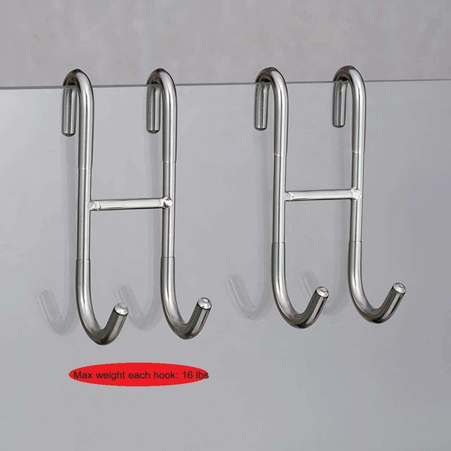 Chic Stainless Steel Shower Glass Door Hooks with Soft Silicone Grips - Pack of 2