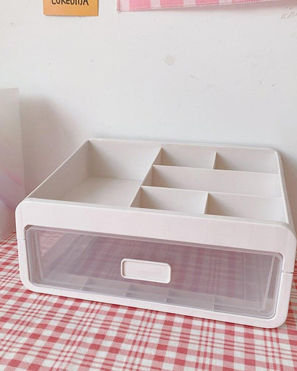 Versatile Stackable Desk Organizer with Drawer and Makeup Brush Holder for a Tidy Workspace