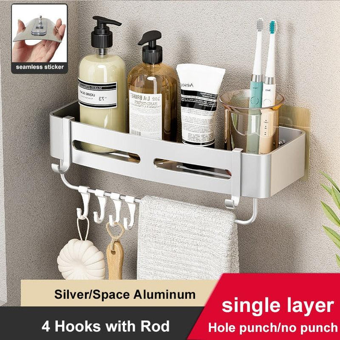 Aluminum Bathroom Storage Solution with Rust-Proof Large Capacity Corners