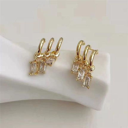 Chic U-Shaped Gold Earrings with Korean Crystal for Effortless Style