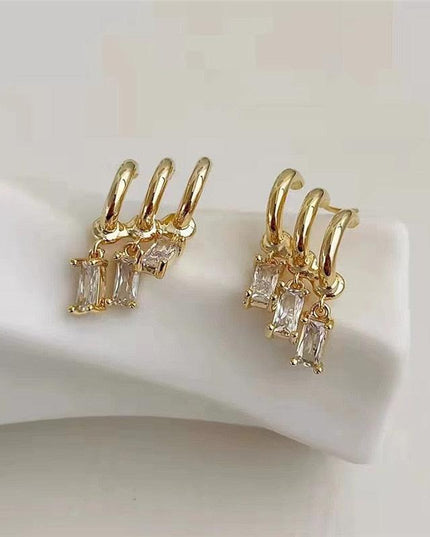 Chic U-Shaped Gold Earrings with Korean Crystal for Effortless Style