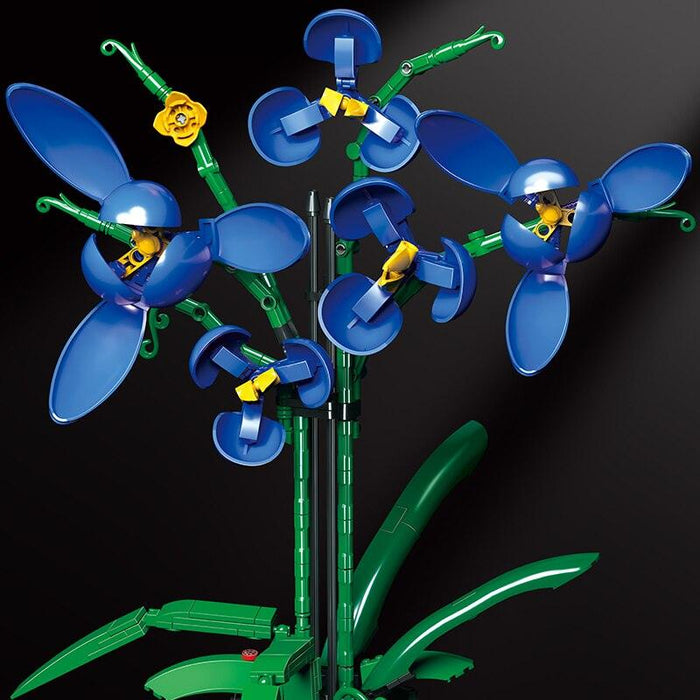 Blue Phalaenopsis Potted Plants DIY Building Kit for Elegant Home Decor