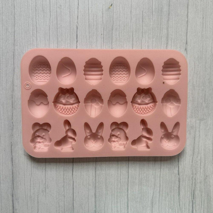 Easter Bunny 18-Cavity Silicone Mold Set for Creative Baking - Multipurpose DIY Kitchen Accessory