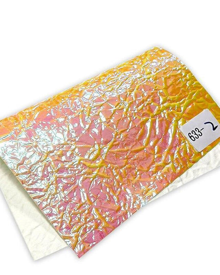 Crumpled Holographic Metallic Faux Leather Fabric Sheet for Creative DIY Endeavors