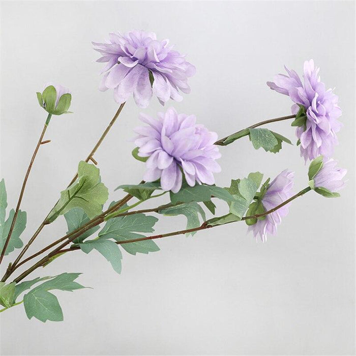 6-Head Large Pink Dahlia Silk Flower Stem for Sophisticated Events and Stylish Interiors