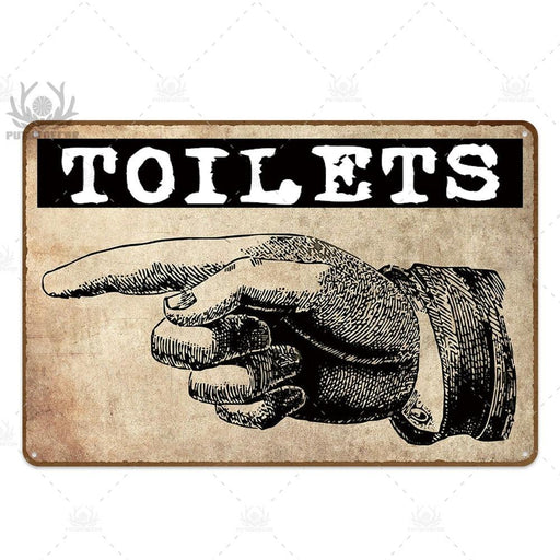 Vintage Bathroom Decor - Rustic Metal Toilet Sign Plaque - Customizable