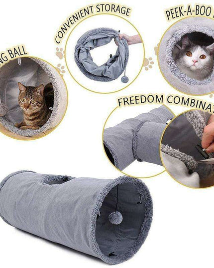 Interactive Peekaboo Pet Tunnel with Fun Ball - Engaging Playtime Adventure for Your Furry Companions