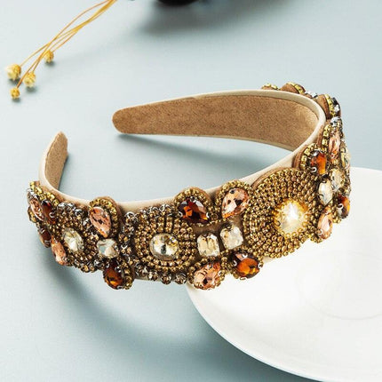 Opulent Floral Rhinestone Hairband - Elegant Botanical Headpiece for Discerning Women