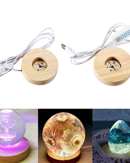 Artistic LED Wooden Nightlight Display Stand for Creative Showcases