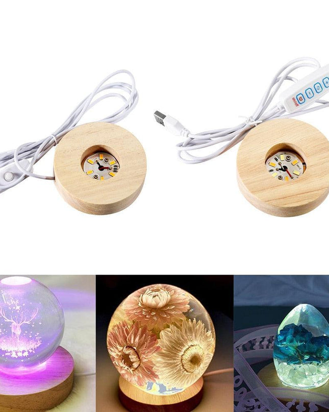 Artistic LED Wooden Nightlight Display Stand for Creative Showcases
