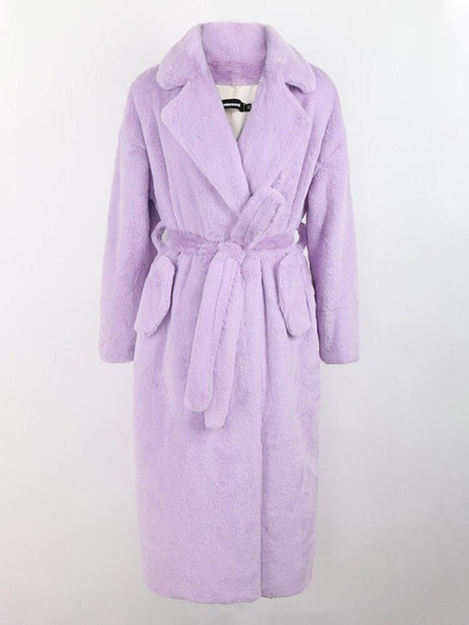 Luxurious Soft Faux Rabbit Fur Coat for Autumn-Winter Elegance