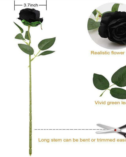 Chic Black Rose Tulip Latex Floral Arrangement - Set of 15 Handcrafted Elegance