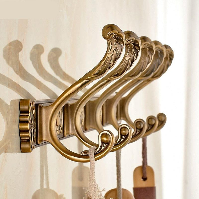 Opulent Botanical Brass Towel Holder with Wall-Mounted Design