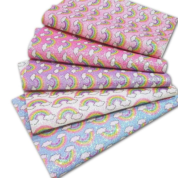 Vibrant Rainbow Leather Crafting Sheets: Customizable Fashion Material with Sparkling Colors