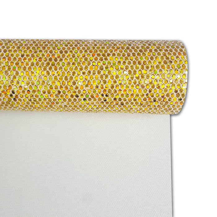 Golden Glamour Checkered Glitter Fabric Roll - Spark Your Imagination
