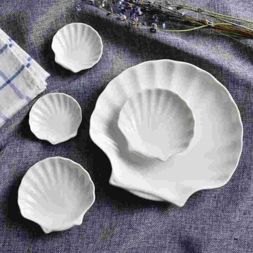Elegant White Ceramics Seashell Plate