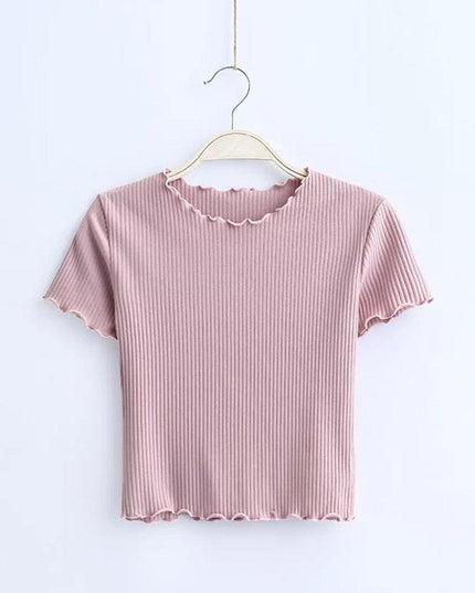 Vintage-Inspired Women's Retro Short Sleeve T-Shirt with Wood Ears Design