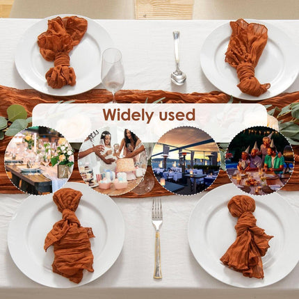 Rustic Elegance Red Maple Cheesecloth Napkin Collection - 10 Premium Polyester Pieces for Stylish Table Decor