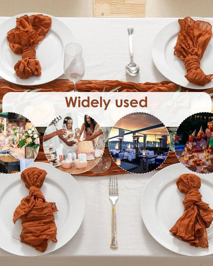 Rustic Elegance Red Maple Cheesecloth Napkin Collection - 10 Premium Polyester Pieces for Stylish Table Decor