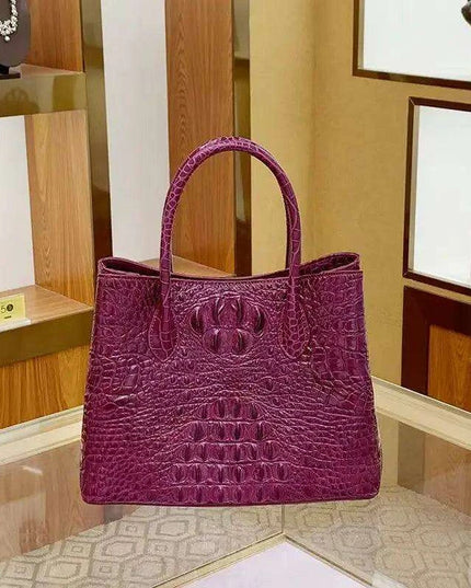 Elegant Crocodile-Embossed Leather Handbag for Sophisticated Women