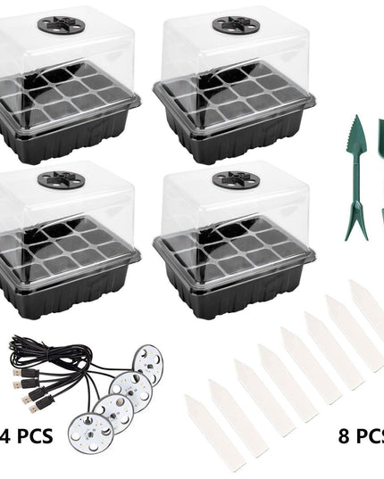 LED Seedling Starter Set with Humidity Control - Complete 5-Tray System for Enhanced Plant Growth