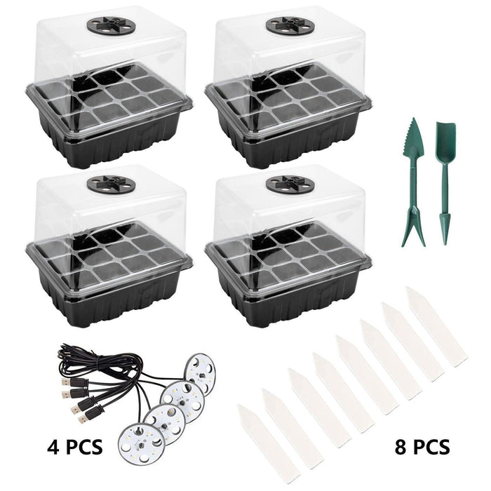 LED Seedling Starter Set with Humidity Control - Complete 5-Tray System for Enhanced Plant Growth