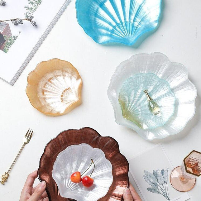 Sophisticated Seashell Glass Plate Set: Transform Your Dining Experience with European Elegance