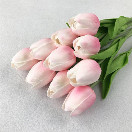 Elegant 10-Piece Lifelike Faux Tulip Bouquet - Real Touch Flower Set