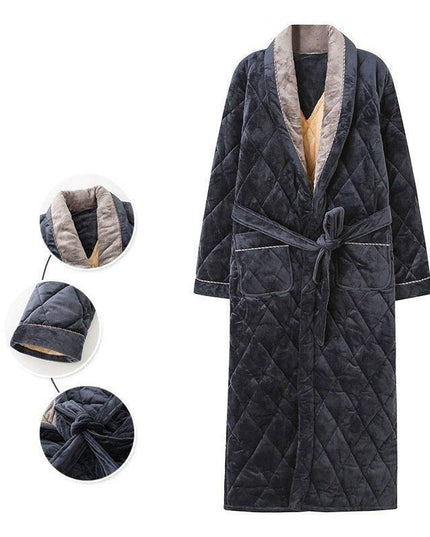 Plush Comfort Plus Size Men's Cotton Flannel Bathrobe for Winter Relaxation