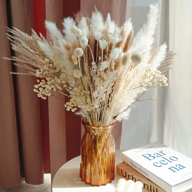 Luxurious 104-Piece Dried Pampas Grass Floral Arrangement for Chic Home and Event Decoration