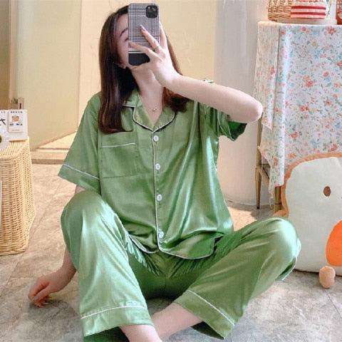 Luxurious Leopard Print Satin Pajama Set for Women - Indulge in Comfort and Style