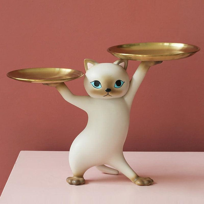 Charming Resin Cat Tray Figurines for Creative Storage