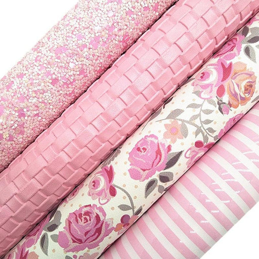 Patent Smooth Stripes Printed Leather Roses Flowers Printed Synthetic Leather Weave Embossed leather For Bows DIY 21x29CM KM3398-0-Très Elite-1-Très Elite